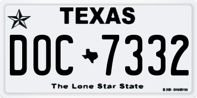TX license plate DOC7332