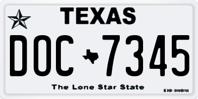 TX license plate DOC7345