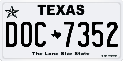 TX license plate DOC7352