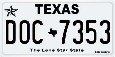 TX license plate DOC7353