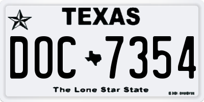 TX license plate DOC7354