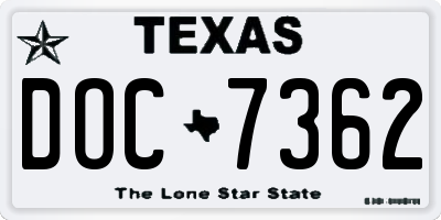 TX license plate DOC7362