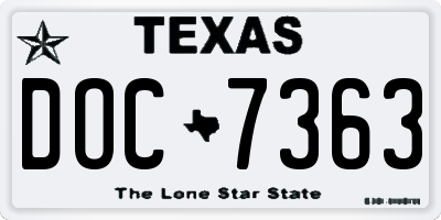 TX license plate DOC7363