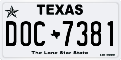 TX license plate DOC7381
