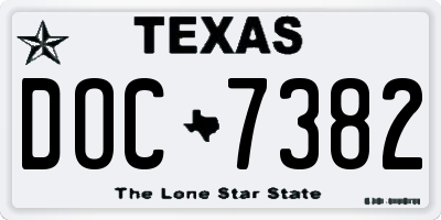 TX license plate DOC7382