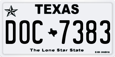 TX license plate DOC7383
