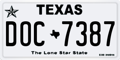 TX license plate DOC7387