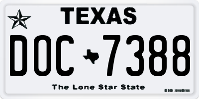 TX license plate DOC7388