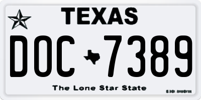 TX license plate DOC7389