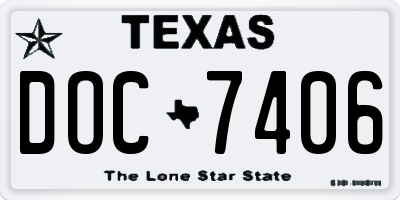 TX license plate DOC7406