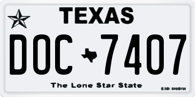 TX license plate DOC7407