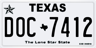 TX license plate DOC7412