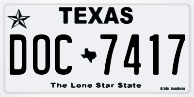 TX license plate DOC7417