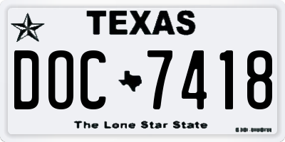 TX license plate DOC7418