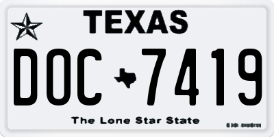 TX license plate DOC7419