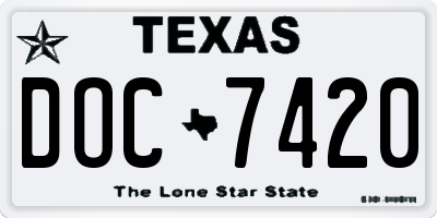 TX license plate DOC7420