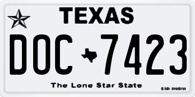 TX license plate DOC7423