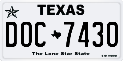 TX license plate DOC7430