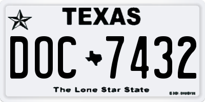 TX license plate DOC7432