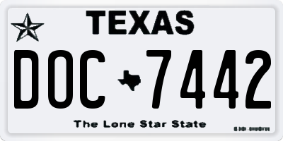 TX license plate DOC7442