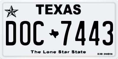 TX license plate DOC7443