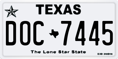 TX license plate DOC7445