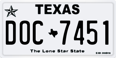 TX license plate DOC7451