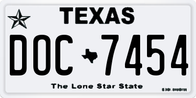 TX license plate DOC7454