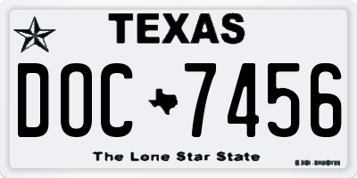 TX license plate DOC7456