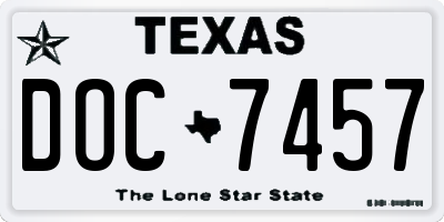TX license plate DOC7457