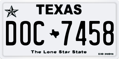TX license plate DOC7458