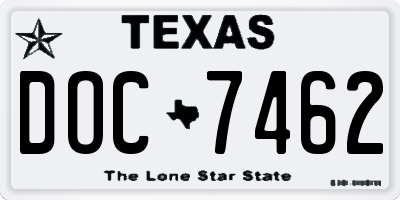 TX license plate DOC7462