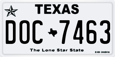 TX license plate DOC7463