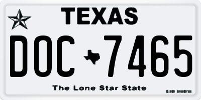 TX license plate DOC7465