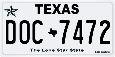 TX license plate DOC7472