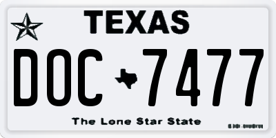 TX license plate DOC7477