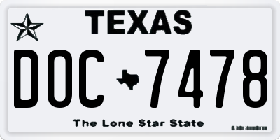 TX license plate DOC7478