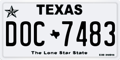 TX license plate DOC7483