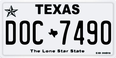 TX license plate DOC7490