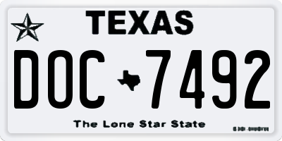 TX license plate DOC7492