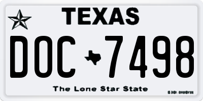 TX license plate DOC7498