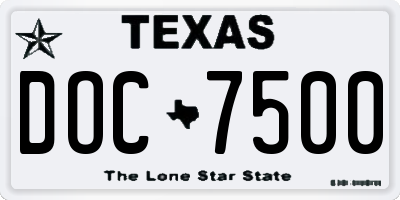 TX license plate DOC7500