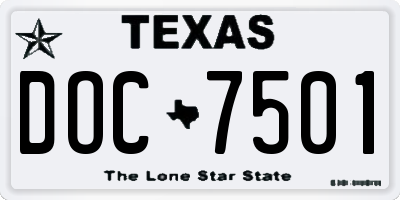 TX license plate DOC7501
