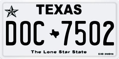 TX license plate DOC7502