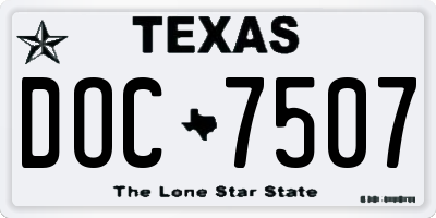 TX license plate DOC7507