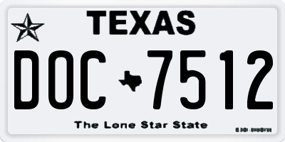 TX license plate DOC7512