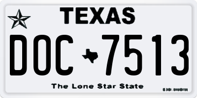 TX license plate DOC7513