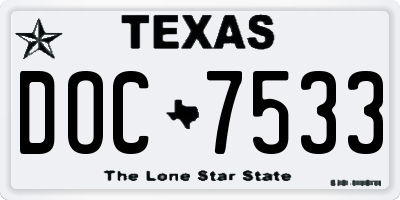 TX license plate DOC7533