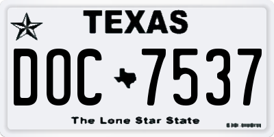 TX license plate DOC7537