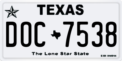 TX license plate DOC7538